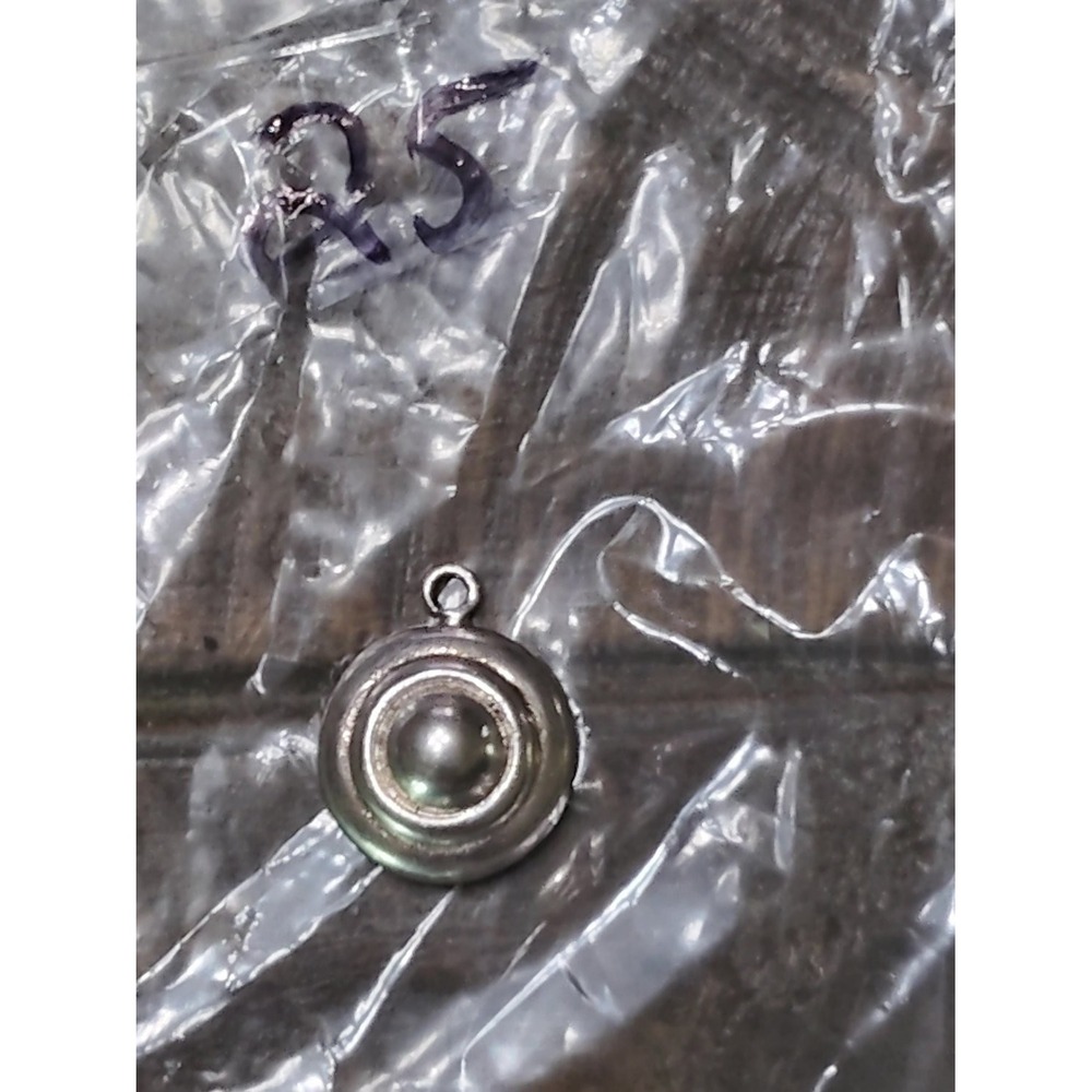 925 Sterling Silver Circular Dome Pendant Charm Concentric Ring vintage